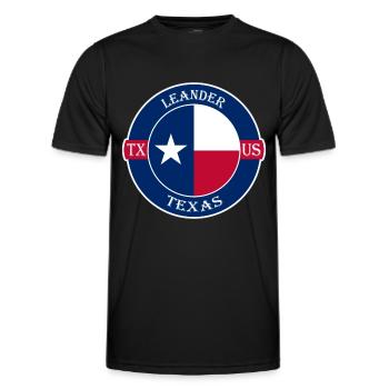 Leander Texas Flag USA Travel Souvenir Badge - Men's Functional T-Shirt - black - Front - AI Model Male 178 dark (178cm)