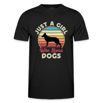 Silhouette de chien de berger d’Europe de l’Est Rétro Coucher de soleil - T-shirt sport Homme - noir - Devant - AI Model Male 178 dark (178cm)