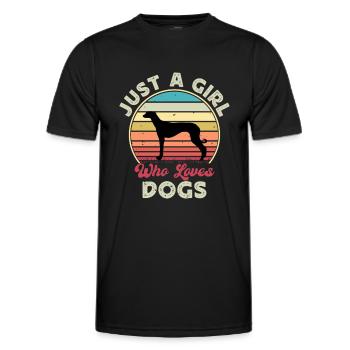 Old Croatian Sighthound Dog Silhouette Retro Sun - Men's Functional T-Shirt - black - Front - AI Model Male 178 dark (178cm)
