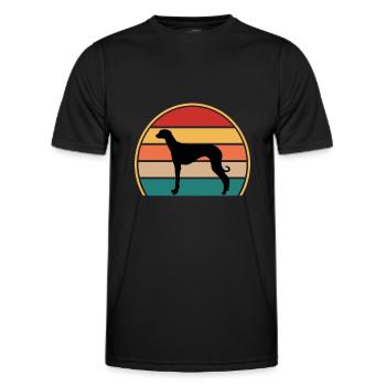Alte kroatische Windhundhund-Silhouette Retro-Sonne - Männer Funktions-T-Shirt - Schwarz - Vorne - AI Model Male 178 dark (178cm)