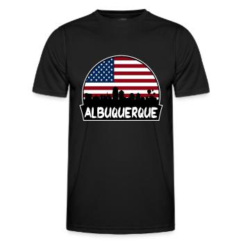 Albuquerque Nouveau-Mexique États-Unis Flag Skyline Silhouette - T-shirt sport Homme - noir - Devant - AI Model Male 178 dark (178cm)