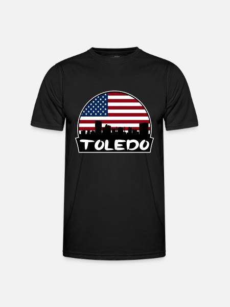 Toledo Ohio USA Flagge Skyline Silhouette Reisen - Männer Funktions-T-Shirt - Schwarz