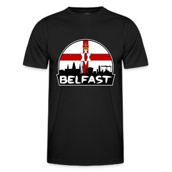 Belfast Irlande du Nord Flag Skyline Silhouette T - T-shirt sport Homme - noir - Devant - AI Model Male 178 dark (178cm)
