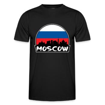 Moscow Russia Flag Skyline Silhouette Travel - Men's Functional T-Shirt - black - Front - AI Model Male 178 dark (178cm)
