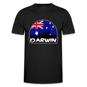Darwin Australie Flag Skyline Silhouette Voyage - T-shirt sport Homme - noir - Devant - AI Model Male 178 dark (178cm)