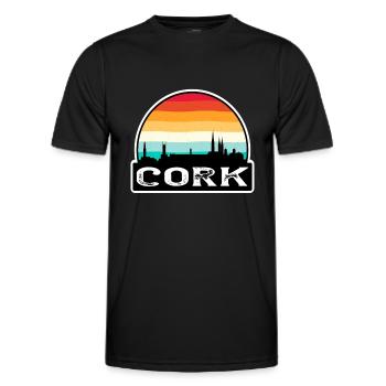 Cork Ireland Flag Skyline Travel Souvenir - Men's Functional T-Shirt - black - Front - AI Model Male 178 dark (178cm)