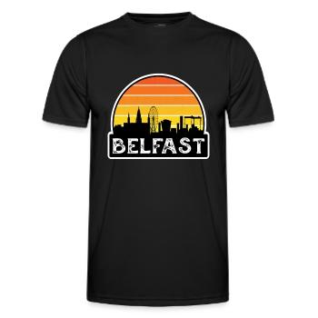 Belfast Nordirland Flagge Skyline Reise Souve - Männer Funktions-T-Shirt - Schwarz - Vorne - AI Model Male 178 dark (178cm)