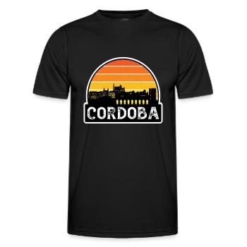 Cordoba Espagne Flag Skyline Souvenir de voyage - T-shirt sport Homme - noir - Devant - AI Model Male 178 dark (178cm)
