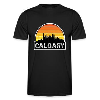 Calgary Canada Flag Skyline Travel Souvenir - Men's Functional T-Shirt - black - Front - AI Model Male 178 dark (178cm)