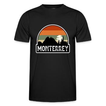 Monterrey Mexico Flag Skyline Travel Souvenir - Men's Functional T-Shirt - black - Front - AI Model Male 178 dark (178cm)