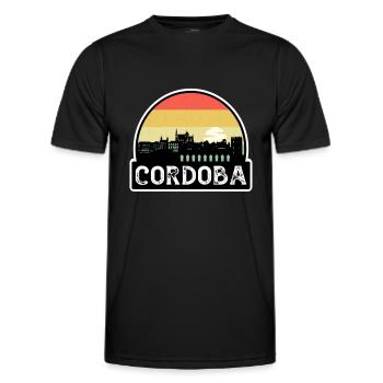 Cordoba Espagne Flag Skyline Souvenir de voyage - T-shirt sport Homme - noir - Devant - AI Model Male 178 dark (178cm)