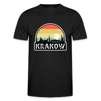 Krakau Polen Flagge Skyline Reisesouvenir - Männer Funktions-T-Shirt - Schwarz - Vorne - AI Model Male 178 dark (178cm)