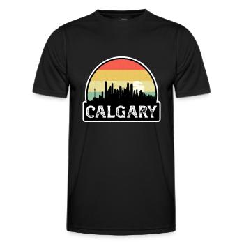 Calgary Canada Flag Skyline Travel Souvenir - Men's Functional T-Shirt - black - Front - AI Model Male 178 dark (178cm)