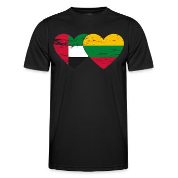 Vereinigte Arabische Emirate Litauen Flagge Herz - Männer Funktions-T-Shirt - Schwarz - Vorne - AI Model Male 178 dark (178cm)