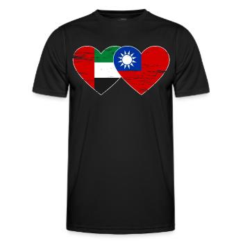 Vereinigte Arabische Emirate Taiwan Flagge Herz - Männer Funktions-T-Shirt - Schwarz - Vorne - AI Model Male 178 dark (178cm)
