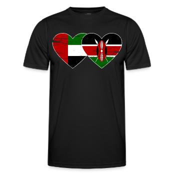 Vereinigte Arabische Emirate Kenia Flagge Herz - Männer Funktions-T-Shirt - Schwarz - Vorne - AI Model Male 178 dark (178cm)