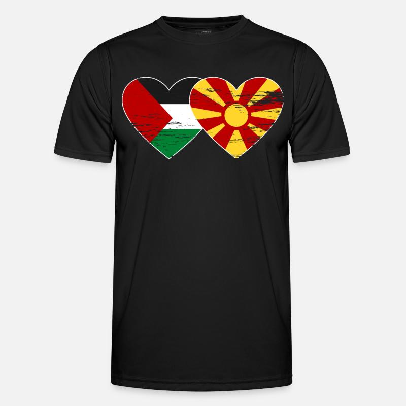 Drapeau de la Palestine et de la Macédoine utilisé T-shirt sport Homme