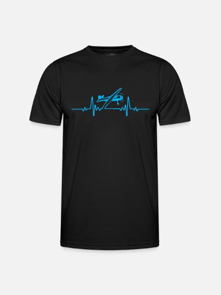 Plane - pilot - heartbeat - Men's Functional T-Shirt - black