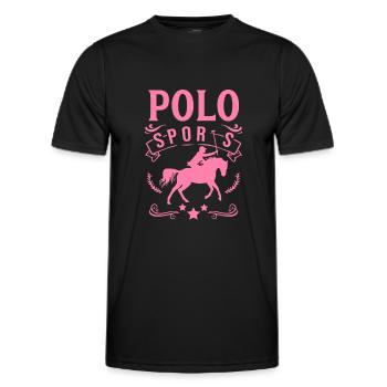 Polo Sport Cheval Cheval-Polo équitation cavalière - T-shirt sport Homme - noir - Devant - AI Model Male 178 dark (178cm)
