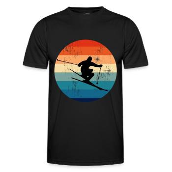 Ski Freestyle Freeride Slopestyle Wintersport - Männer Funktions-T-Shirt - Schwarz - Vorne - AI Model Male 178 dark (178cm)