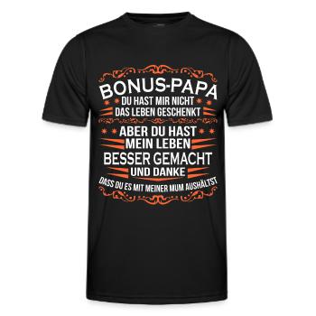 Bonus Papa Stiefvater Geschenk Pflegevater - Männer Funktions-T-Shirt - Schwarz - Vorne - AI Model Male 178 dark (178cm)