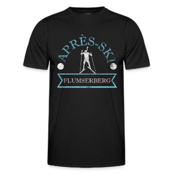 Apres Ski Flumserberg Ski Vacation Switzerland Ski Area - Men's Functional T-Shirt - black - Front - AI Model Male 178 dark (178cm)