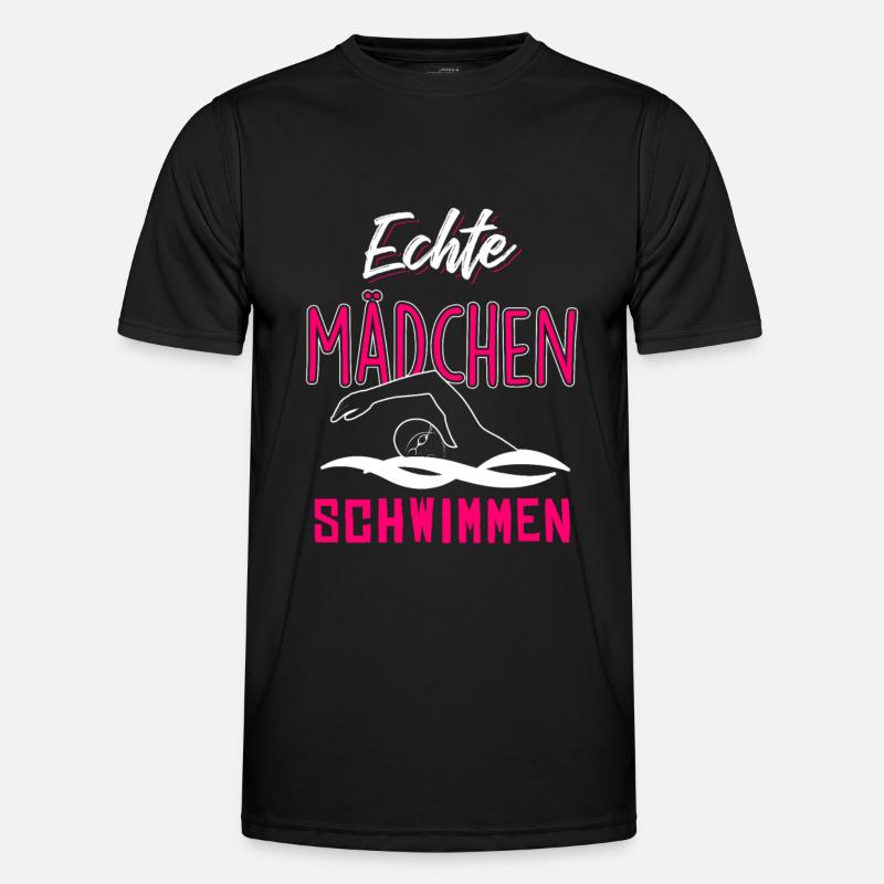 Echte Mädchen schwimmen - Männer Funktions-T-Shirt - Schwarz