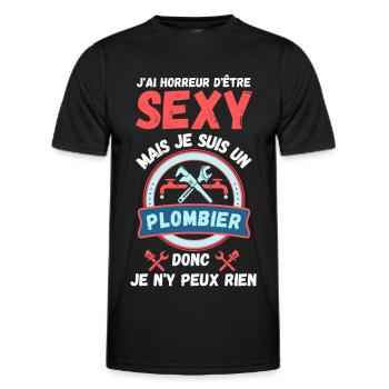 Sexy plombier - T-shirt sport Homme - noir - Devant - AI Model Male 178 dark (178cm)