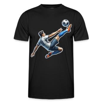 Football overhead kick - Men's Functional T-Shirt - black - Front - AI Model Male 178 dark (178cm)