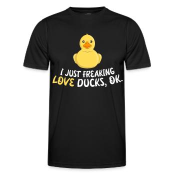 J’aime les canards, d’accord ? - T-shirt sport Homme - noir - Devant - AI Model Male 178 dark (178cm)