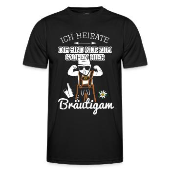 Cooler Bräutigam Lederhose Ich heirate Saufen Fun - Männer Funktions-T-Shirt - Schwarz - Vorne - AI Model Male 178 dark (178cm)
