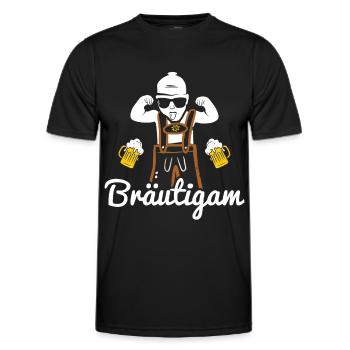 JGA Männer Shirts Bräutigam Lederhose Bua bayrisch - Männer Funktions-T-Shirt - Schwarz - Vorne - AI Model Male 178 dark (178cm)