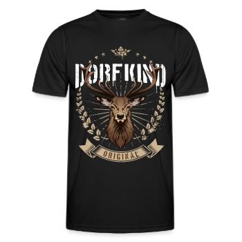 Dorfkind Hirsch - Männer Funktions-T-Shirt - Schwarz - Vorne - AI Model Male 178 dark (178cm)
