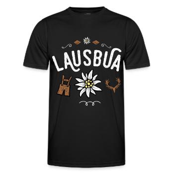Lausbua Bayrischer Bua Ersatz Tracht Lederhose - Männer Funktions-T-Shirt - Schwarz - Vorne - AI Model Male 178 dark (178cm)