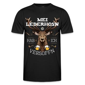 Mei Lederhosn hab i versoffn Tracht Saufen Bayern - Männer Funktions-T-Shirt - Schwarz - Vorne - AI Model Male 178 dark (178cm)