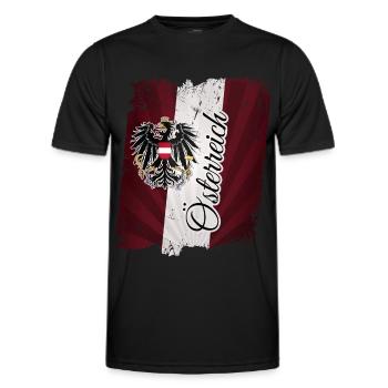 Österreich Fahne Flagge Adler Wappen - Männer Funktions-T-Shirt - Schwarz - Vorne - AI Model Male 178 dark (178cm)
