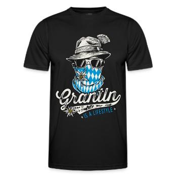 Grantler T-Shirt Trachtenshirt Herren bayrisch - Männer Funktions-T-Shirt - Schwarz - Vorne - AI Model Male 178 dark (178cm)