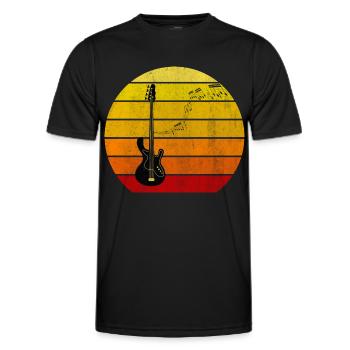 Retro Bass Guitar Bass Player Guitar - Men's Functional T-Shirt - black - Front - AI Model Male 178 dark (178cm)