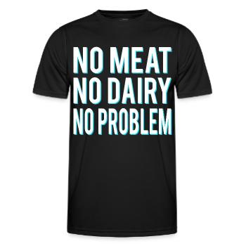 No meat, no dairy, no problem, vegans - Men's Functional T-Shirt - black - Front - AI Model Male 178 dark (178cm)