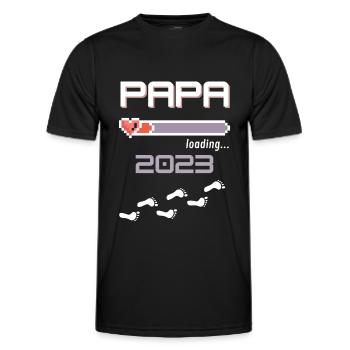 Papa 2023 loading... - Männer Funktions-T-Shirt - Schwarz - Vorne - AI Model Male 178 dark (178cm)