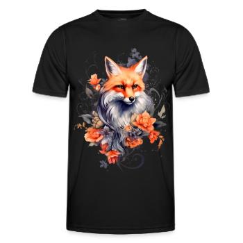 Fuchs und Blumen - Männer Funktions-T-Shirt - Schwarz - Vorne - AI Model Male 178 dark (178cm)