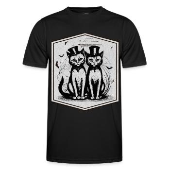 Süßes Katzenpaar an Halloween - Männer Funktions-T-Shirt - Schwarz - Vorne - AI Model Male 178 dark (178cm)