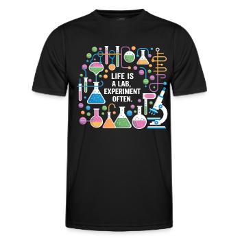 La vie est souvent une expérience de laboratoire - T-shirt sport Homme - noir - Devant - AI Model Male 178 dark (178cm)