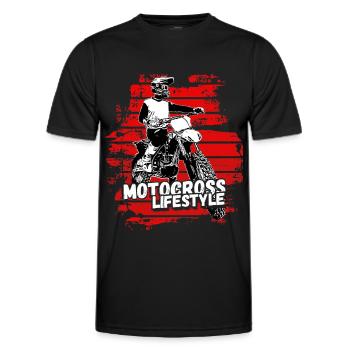 Motocross Design Enduro / Gift Idea / MX Retro - Men's Functional T-Shirt - black - Front - AI Model Male 178 dark (178cm)