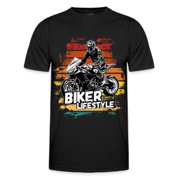 Motorcycle Lifestyle / Motorcycle / Motorcyclebiker - Men's Functional T-Shirt - black - Front - AI Model Male 178 dark (178cm)