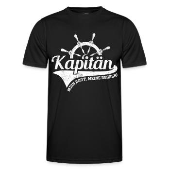 Kapitän - Mein Boot meine Regeln! - Männer Funktions-T-Shirt - Schwarz - Vorne - AI Model Male 178 dark (178cm)