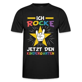 Kindergarten | Ich rocke jetzt den Kindergarten - Männer Funktions-T-Shirt - Schwarz - Vorne - AI Model Male 178 dark (178cm)