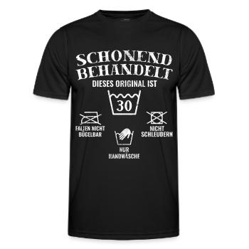 30 Geburtstag | Schonend behandelt lustiger Spruch - Männer Funktions-T-Shirt - Schwarz - Vorne - AI Model Male 178 dark (178cm)