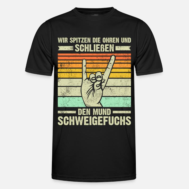Lehrer Schweigefuchs Schule Geschenk - Männer Funktions-T-Shirt - Schwarz