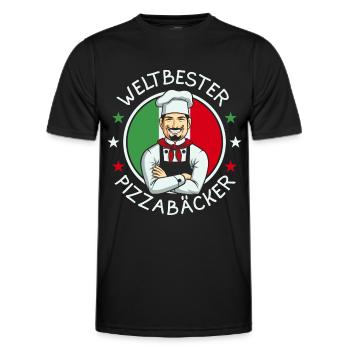 Weltbester Pizzabäcker - Männer Funktions-T-Shirt - Schwarz - Vorne - AI Model Male 178 dark (178cm)